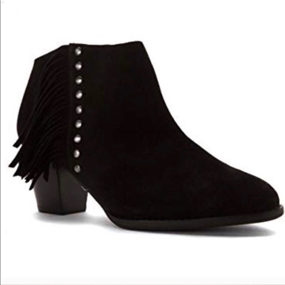 Vionic Shoes - Vionic Faros Black Suede Fringe Bootie Size 8